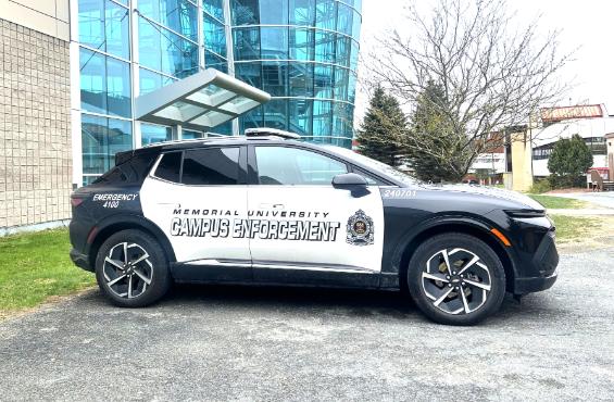 A photo of Campus Enforcement and Patrol's electric vechicle.